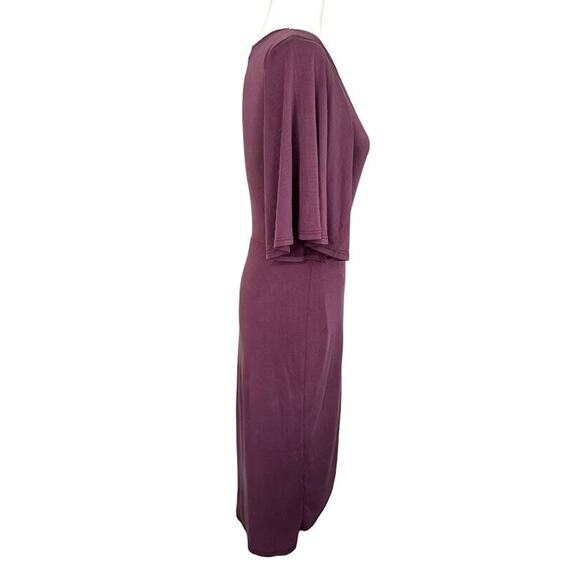 Lulus Dulcet Washed Purple Surplice Midi Dress Knit Tulip Hem Faux Wrap Size S - Picture 8 of 10